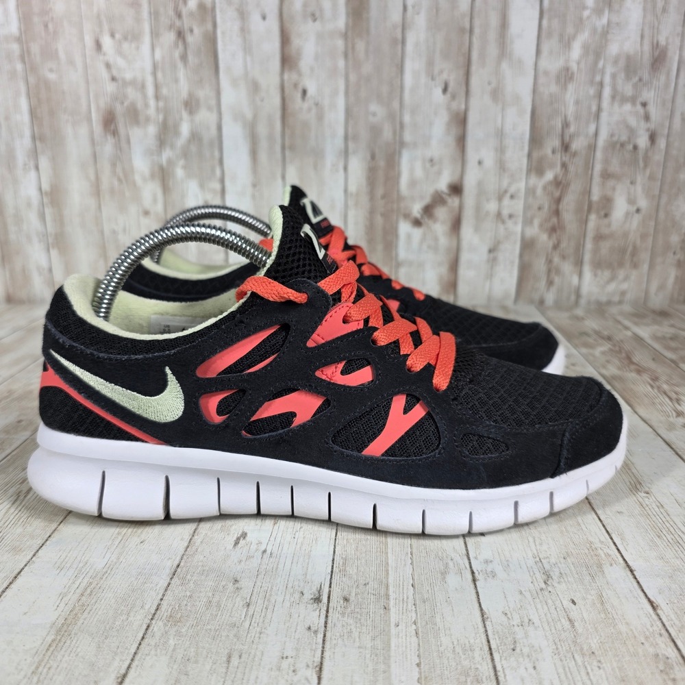 Nike Free‎ Run 2 Running Shoes Black Coral Womens Sneakers Trainers